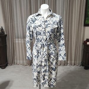 Patterned White and Blue Women's Dress